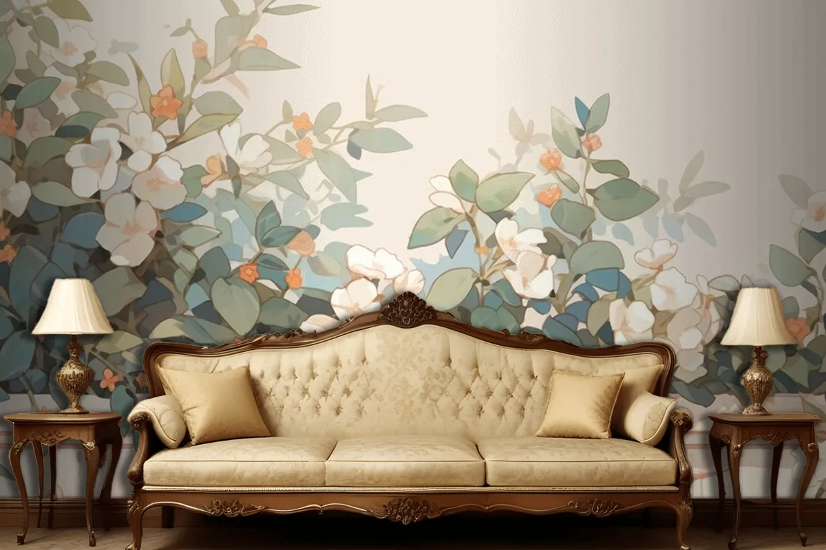 Fototapete Aquarell Vintage Hoya Thema Komplementärfarben Wohnzimmer