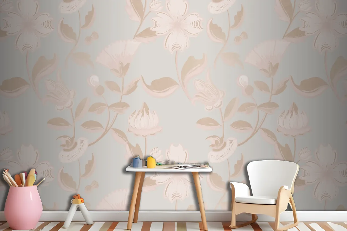 Fototapete Neutrales VintageBlumenmuster