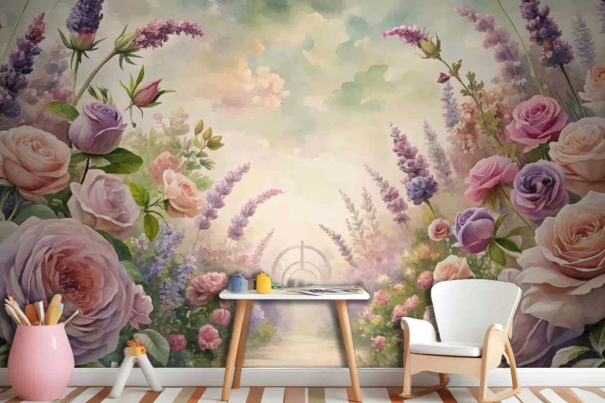 Fototapete AquarellHintergrund Inspiriert Vom Garten