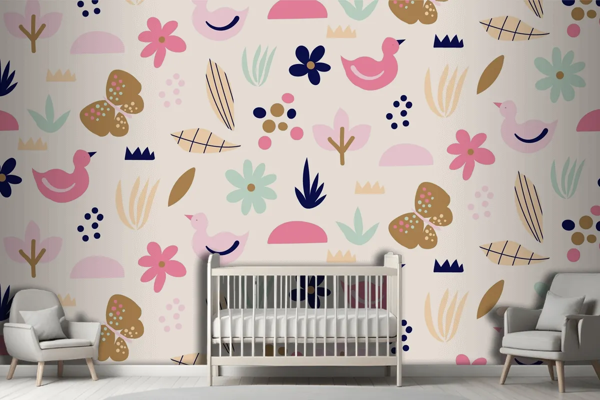 Fototapete Flaches Skandinavisches Designmuster