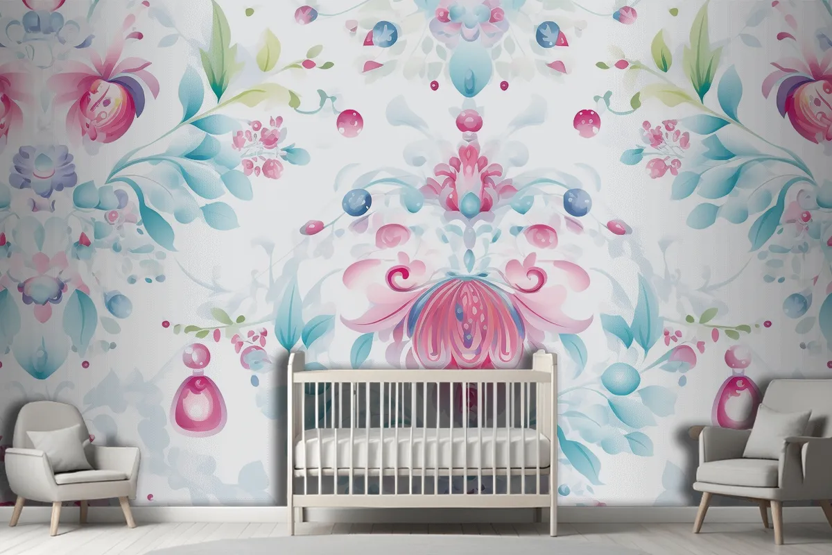 Fototapete Blumenmuster Mädchen Hintergrund