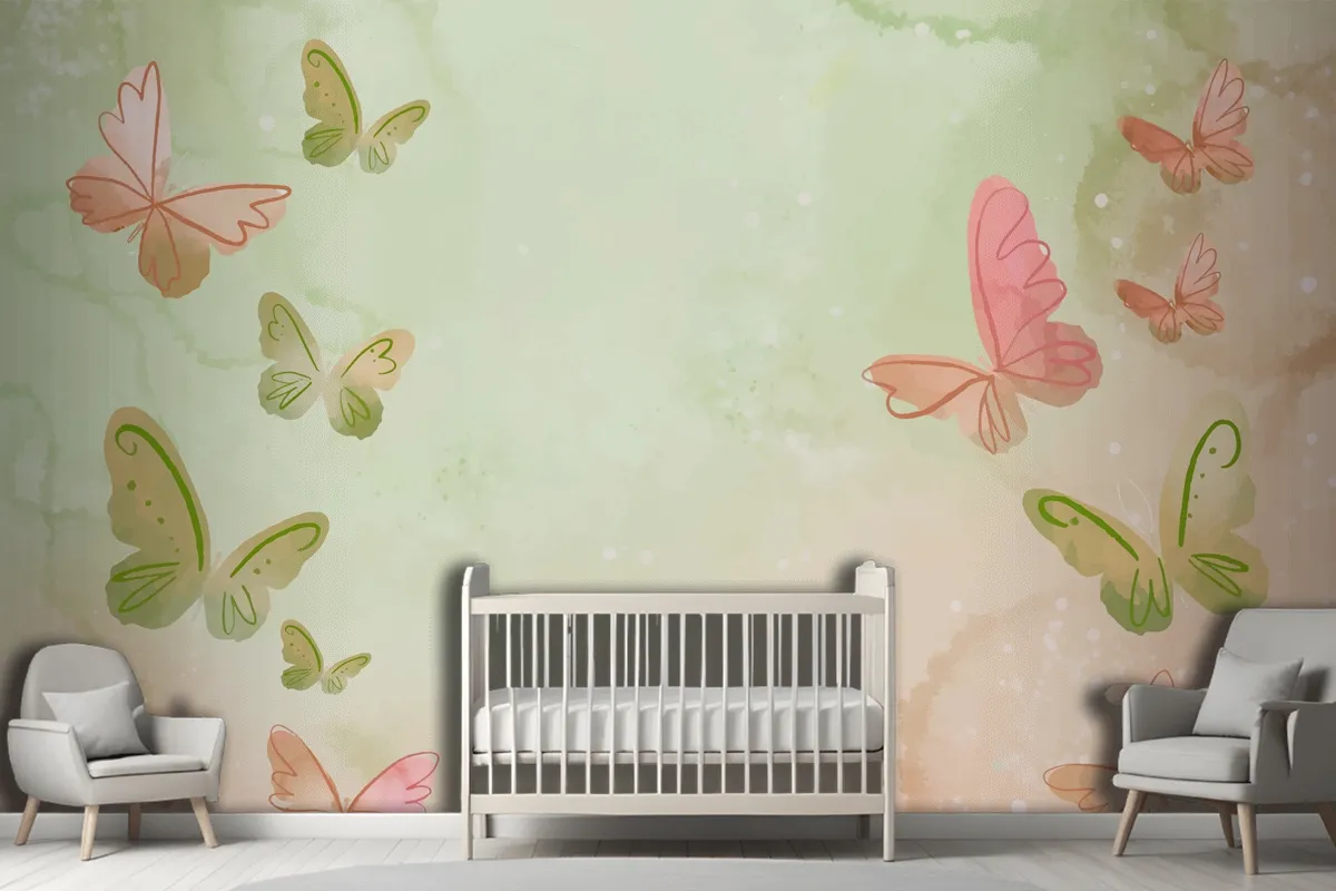 Fototapete Aquarell Bunter Schmetterling