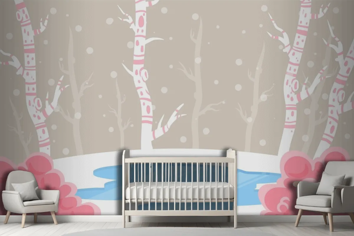 Fototapete Winterkonzept In Handzeichnung