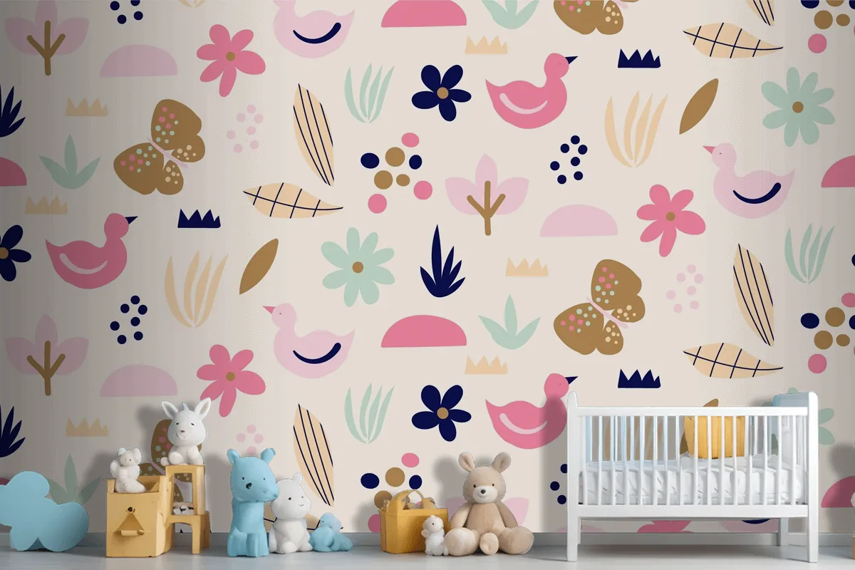 Fototapete Flaches Skandinavisches Designmuster