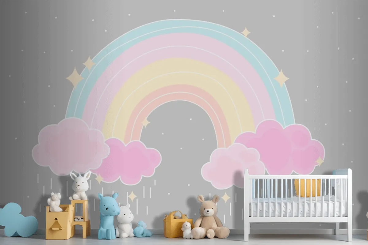 Fototapete Flacher Stil Bunter Regenbogen