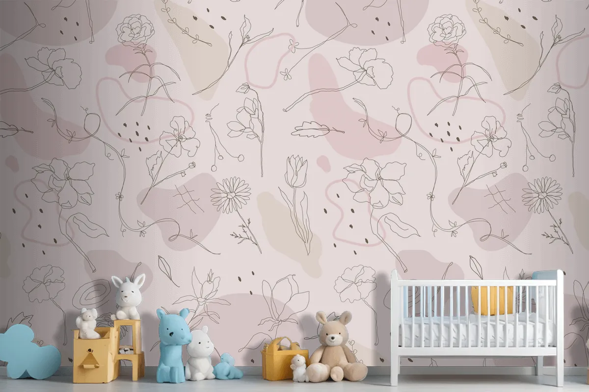 Fototapete Rosa Blumenmuster