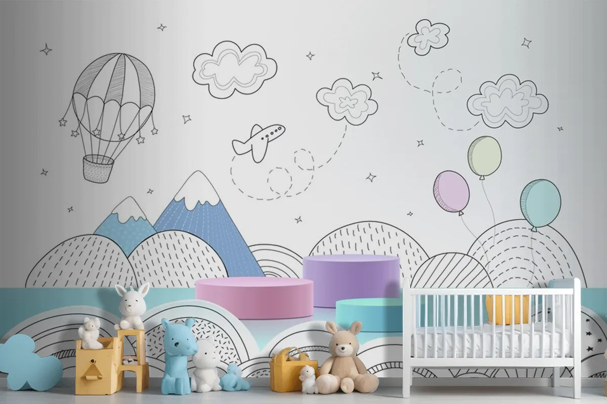 Fototapete Podium Mit Handgezeichnetem Wetter