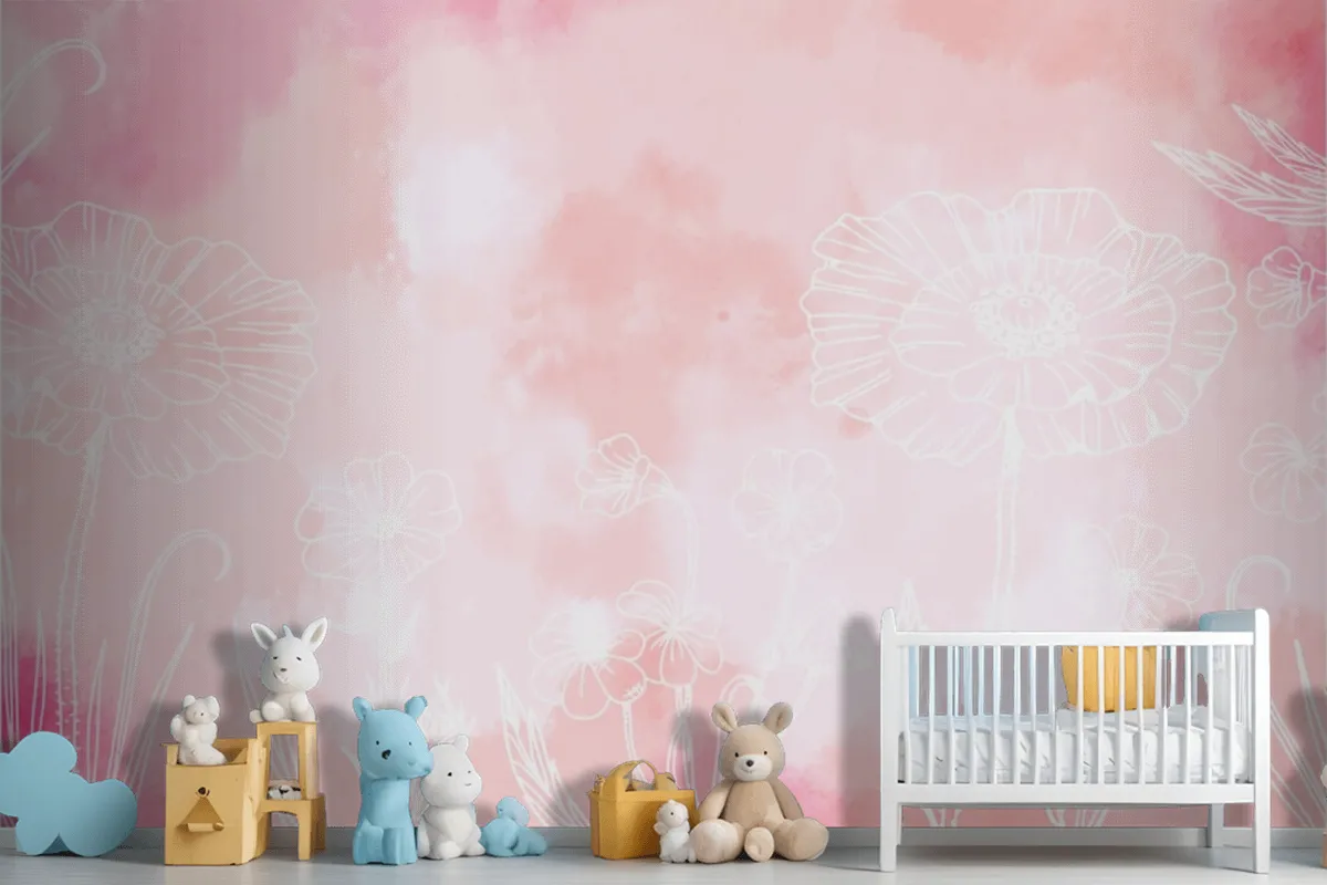 Fototapete Puderpastell Mit Handgezeichneten Elementen