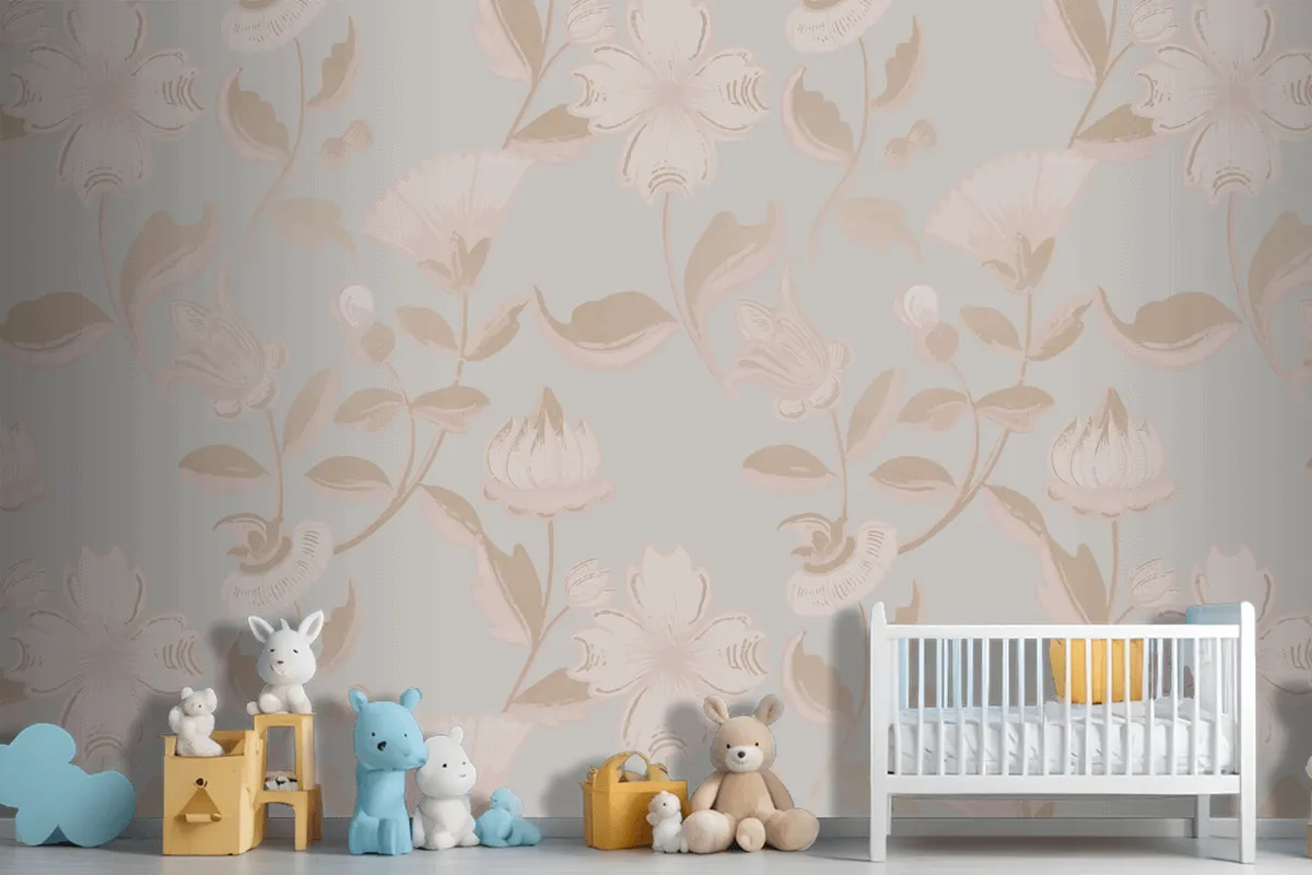 Fototapete Neutrales VintageBlumenmuster