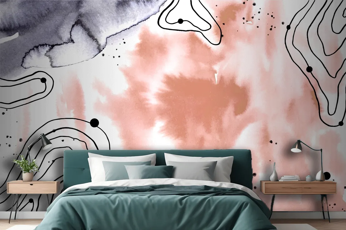 Fototapete AquarellHintergrund Mit Goldenen Elementen