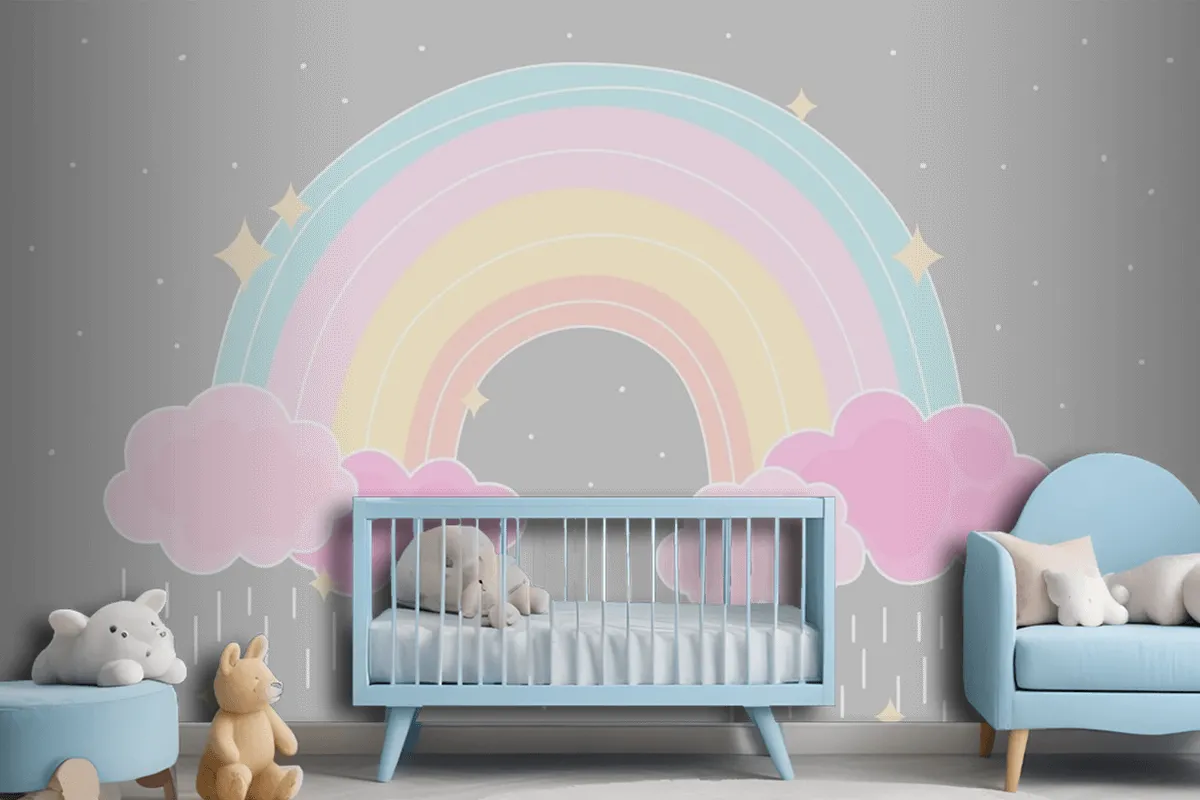 Fototapete Flacher Stil Bunter Regenbogen