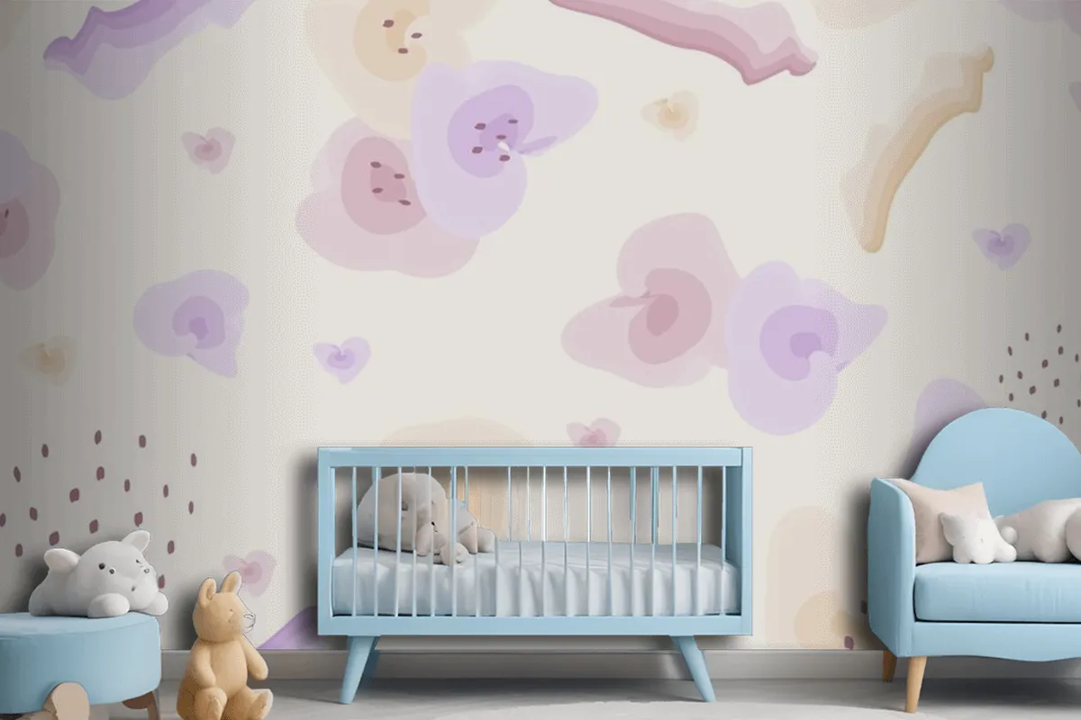 Tapetenwandbild Mit Blumenmuster In Pastellfarben Und Aquarellfarben