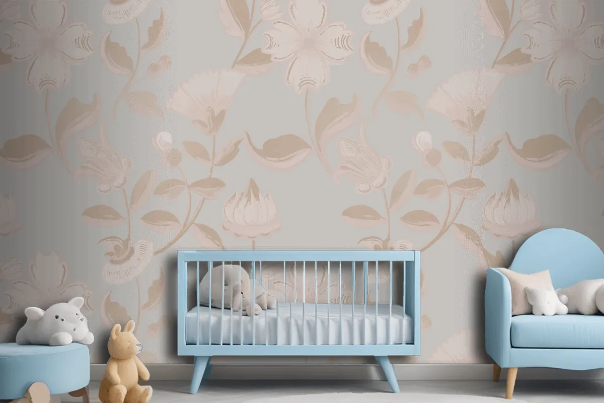 Fototapete Neutrales VintageBlumenmuster