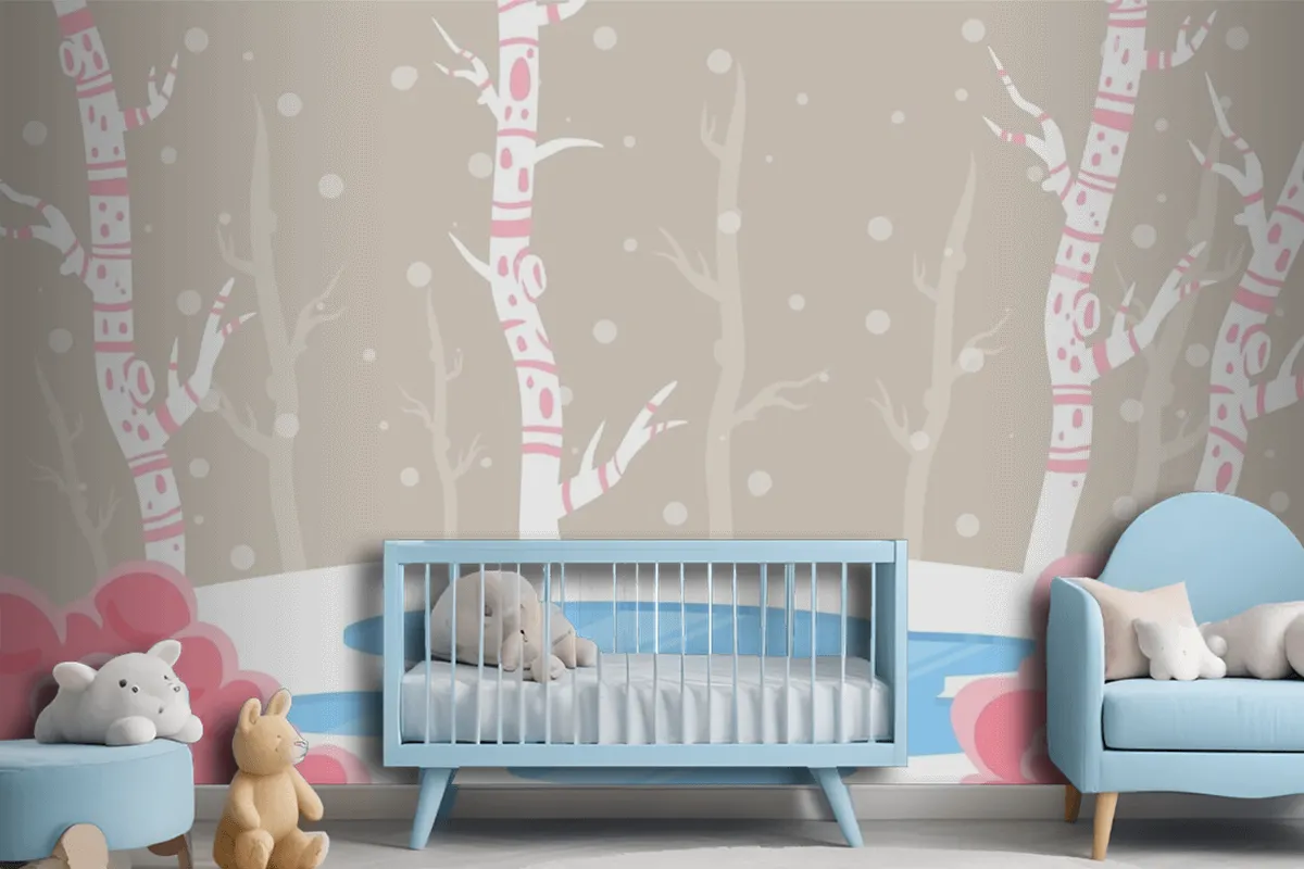 Fototapete Winterkonzept In Handzeichnung