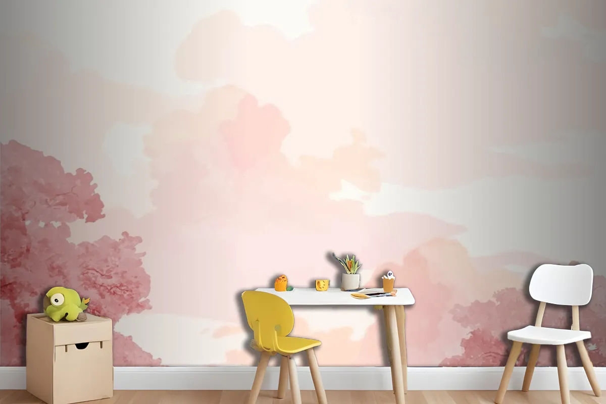 Fototapete Bäume Und Himmel In Rosa