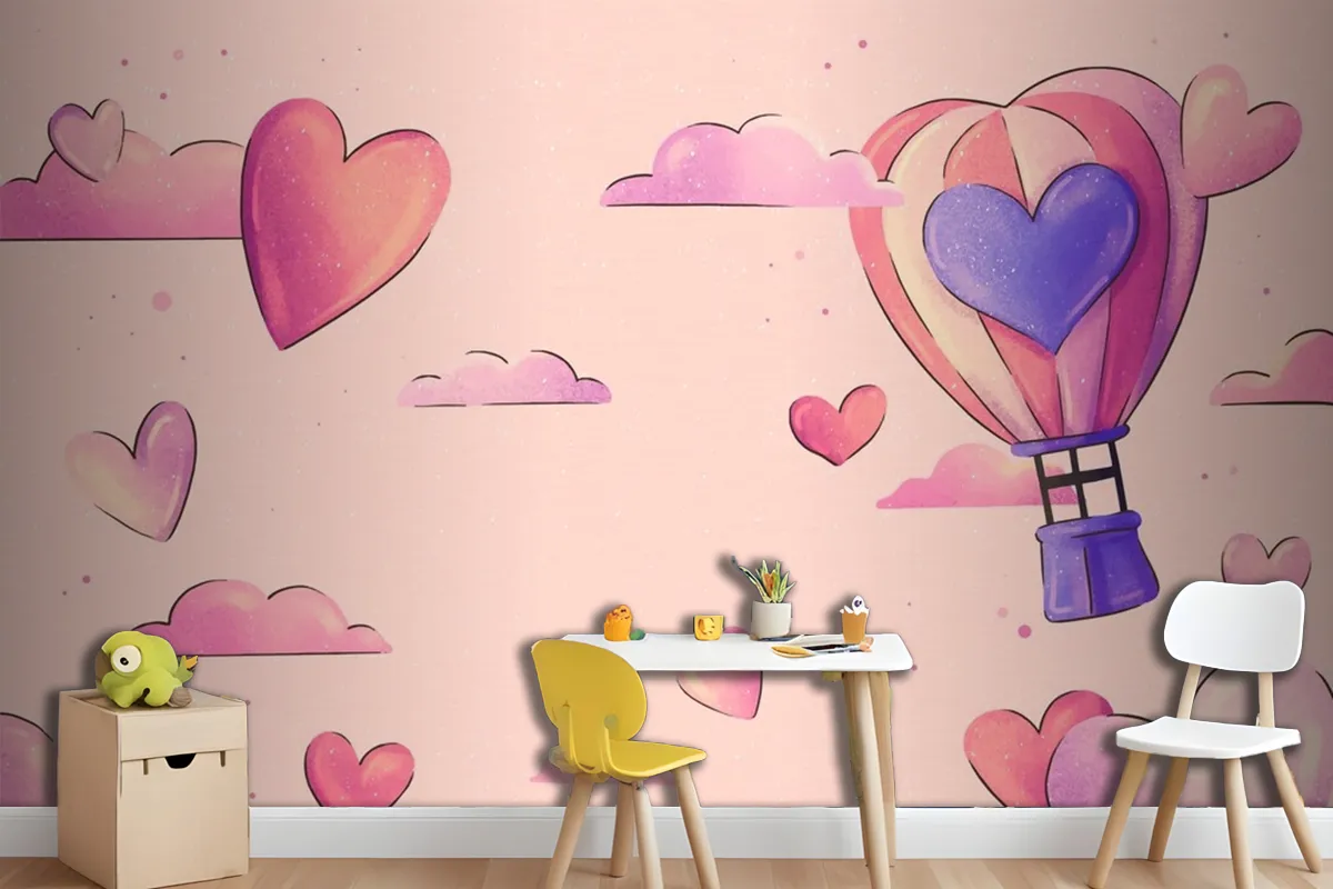 Fototapete Aquarell Valentinstag Hintergrund Mädchen