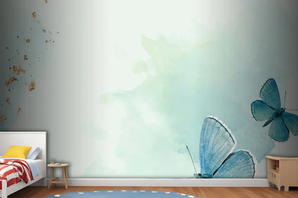 Fototapete Gemusterter Hintergrund Mit Blauen Schmetterlingen