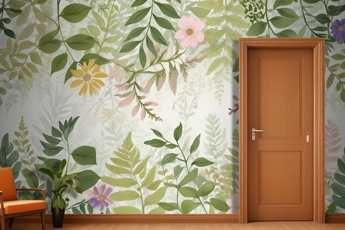 Fototapete Helle Blumengartenlandschaft