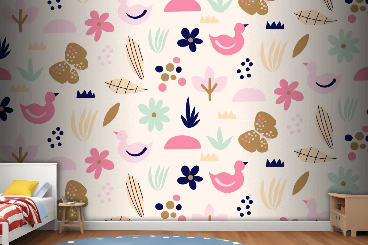 Fototapete Flaches Skandinavisches Designmuster