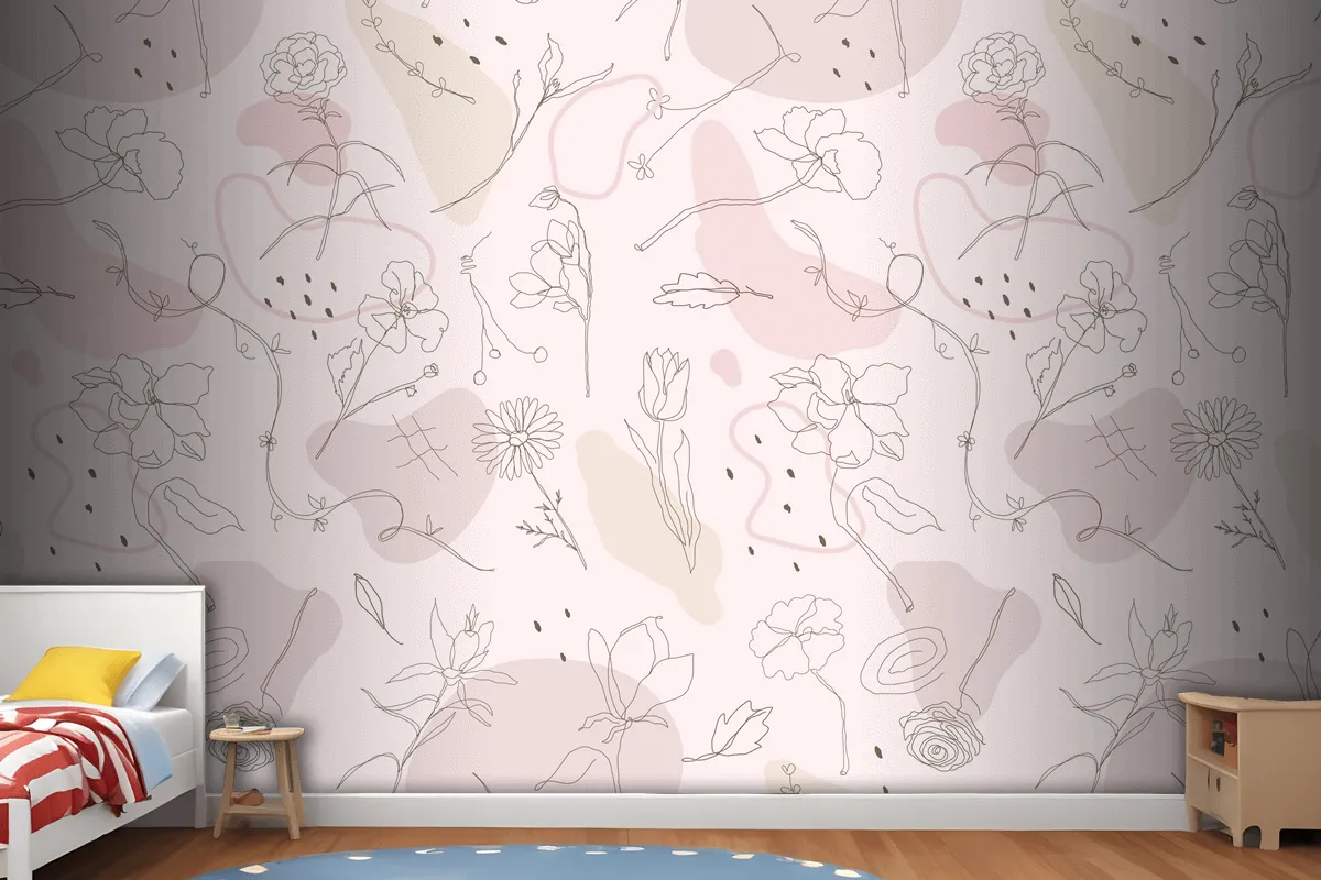 Fototapete Rosa Blumenmuster
