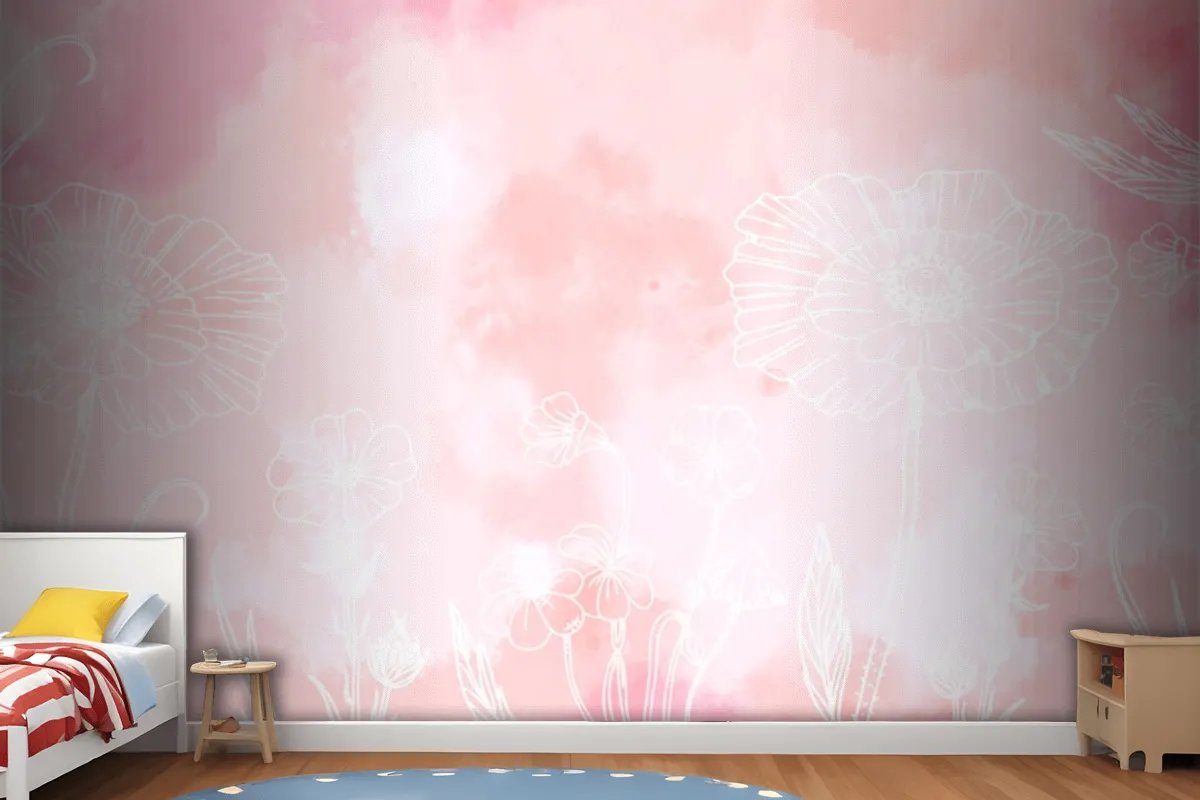 Fototapete Puderpastell Mit Handgezeichneten Elementen